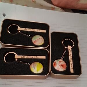 Inspirational Keychain Set with Decorative Accents NWT 3